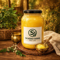 Jar of S4 Agro Farms product on a wooden surface with a natural background
