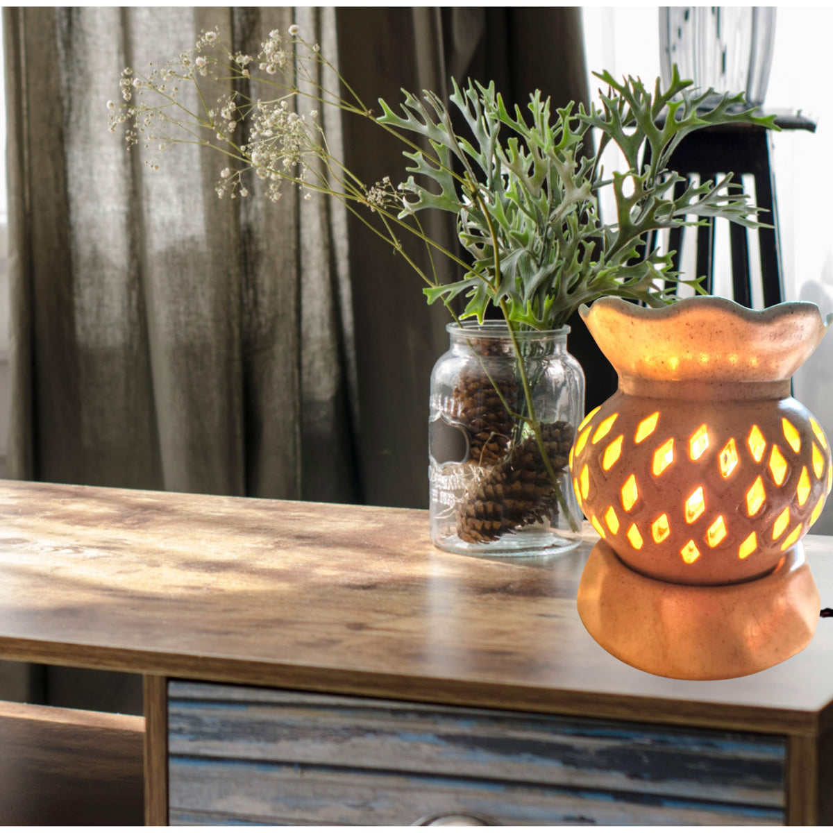 Naturalief Electric Matki with flower design Diffuser
