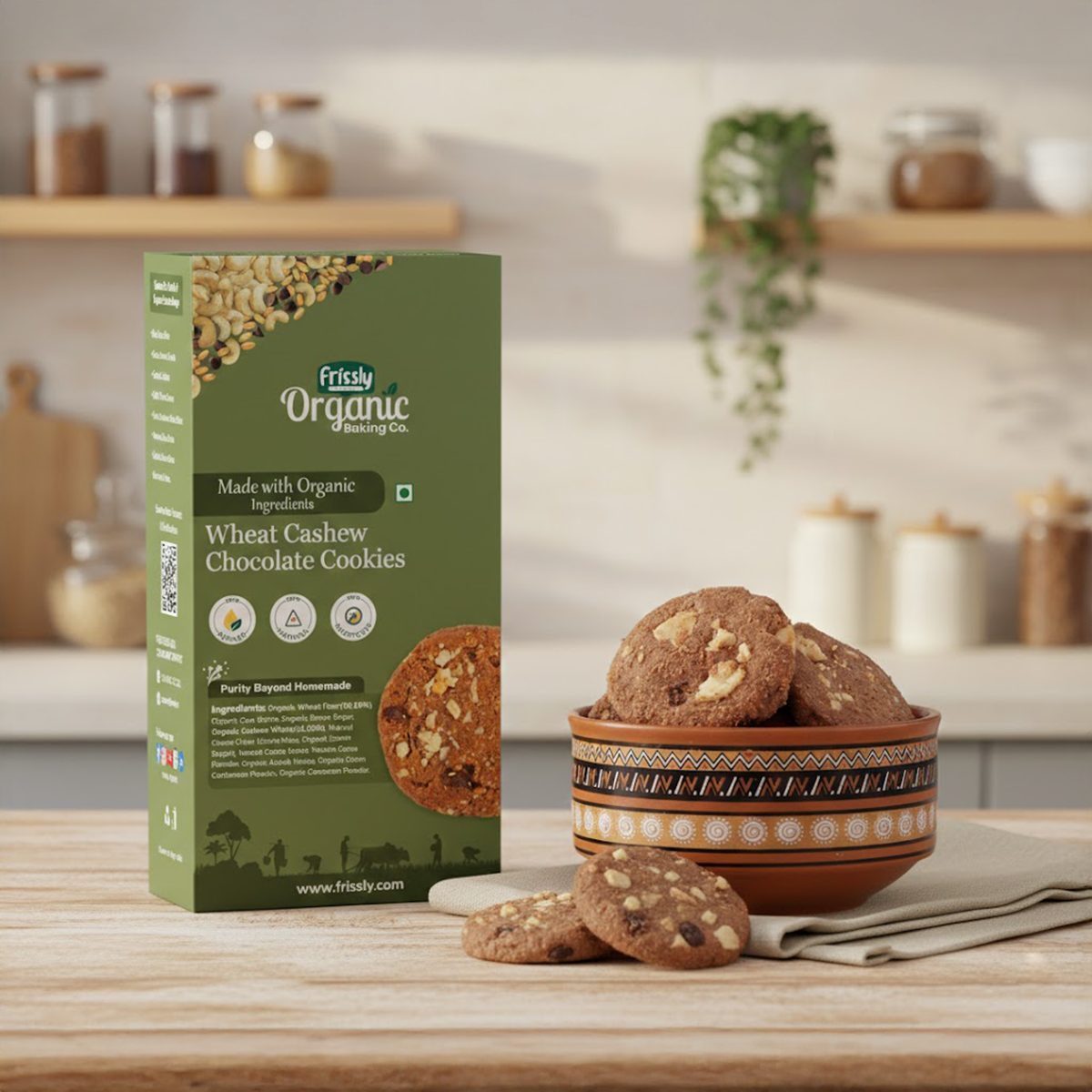 Frissly Wheat Cashew Chocolate Cookies