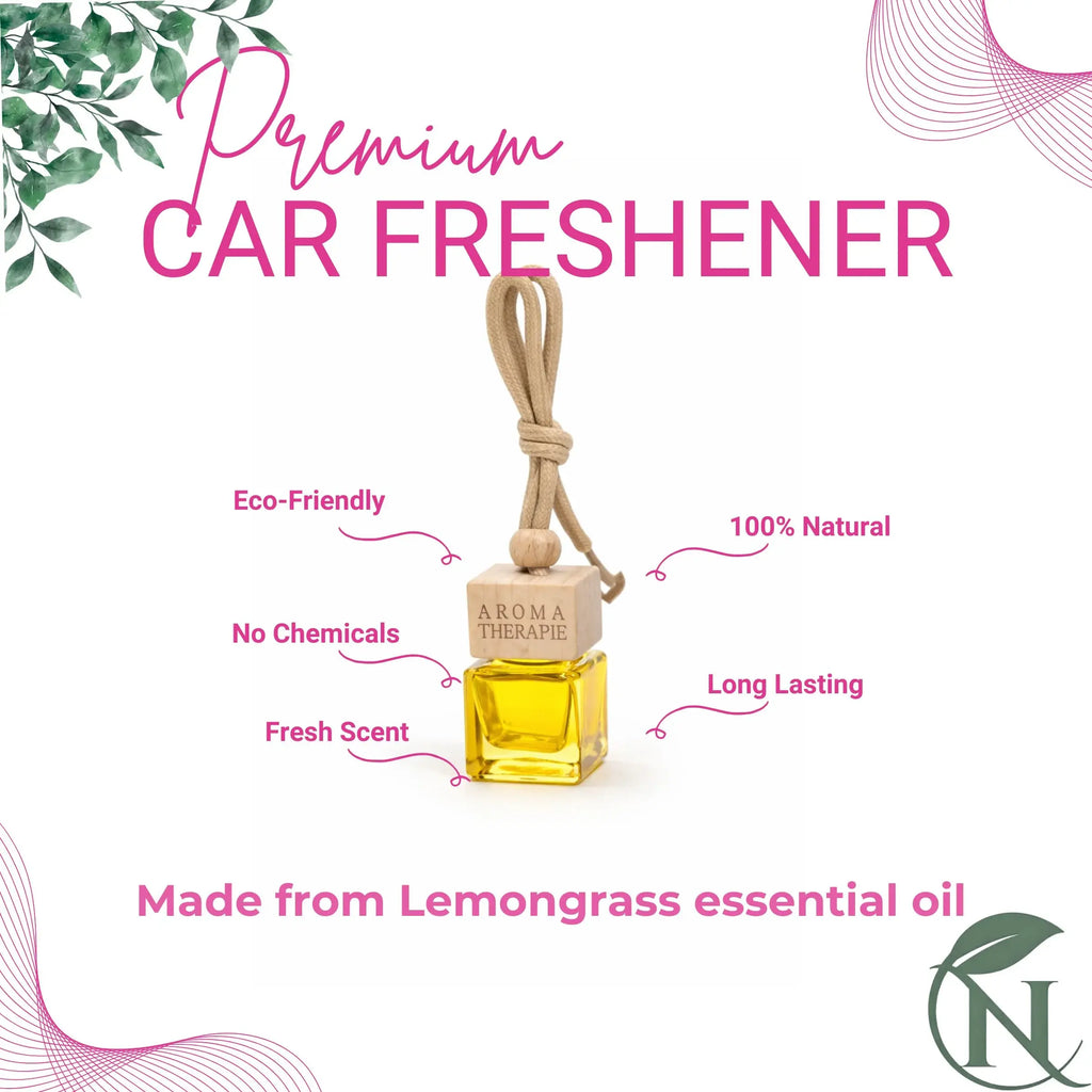 Naturalief  Lemongrass Car Freshener |Essential Oil Blend | Wooden Diffuser Hanging Pod | Modern Cube Elegance