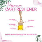 Naturalief  Lemongrass Car Freshener |Essential Oil Blend | Wooden Diffuser Hanging Pod | Modern Cube Elegance