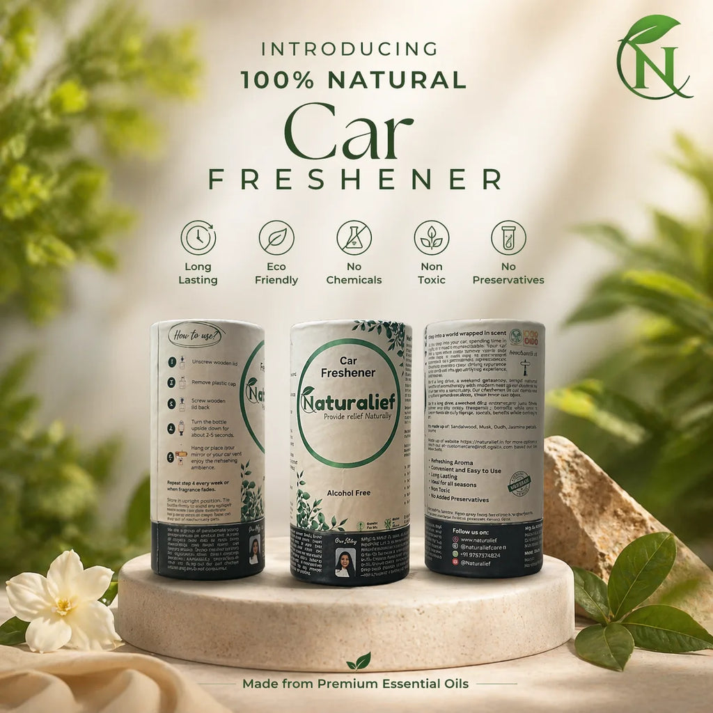 Naturalief Premium Car Freshener Combo Pack of 4 – Natural Essential Oil Fragrances