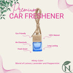 Naturalief Minty Calm Car Freshener | Specially for Nausea | Essential Oil | Cube Bottle | Wooden Diffuser