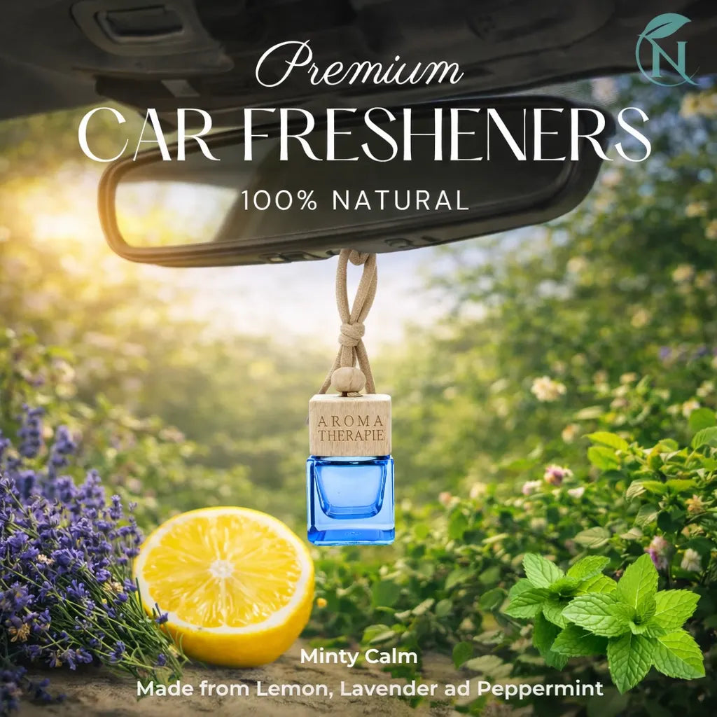 Naturalief Minty Calm Car Freshener | Specially for Nausea | Essential Oil | Cube Bottle | Wooden Diffuser