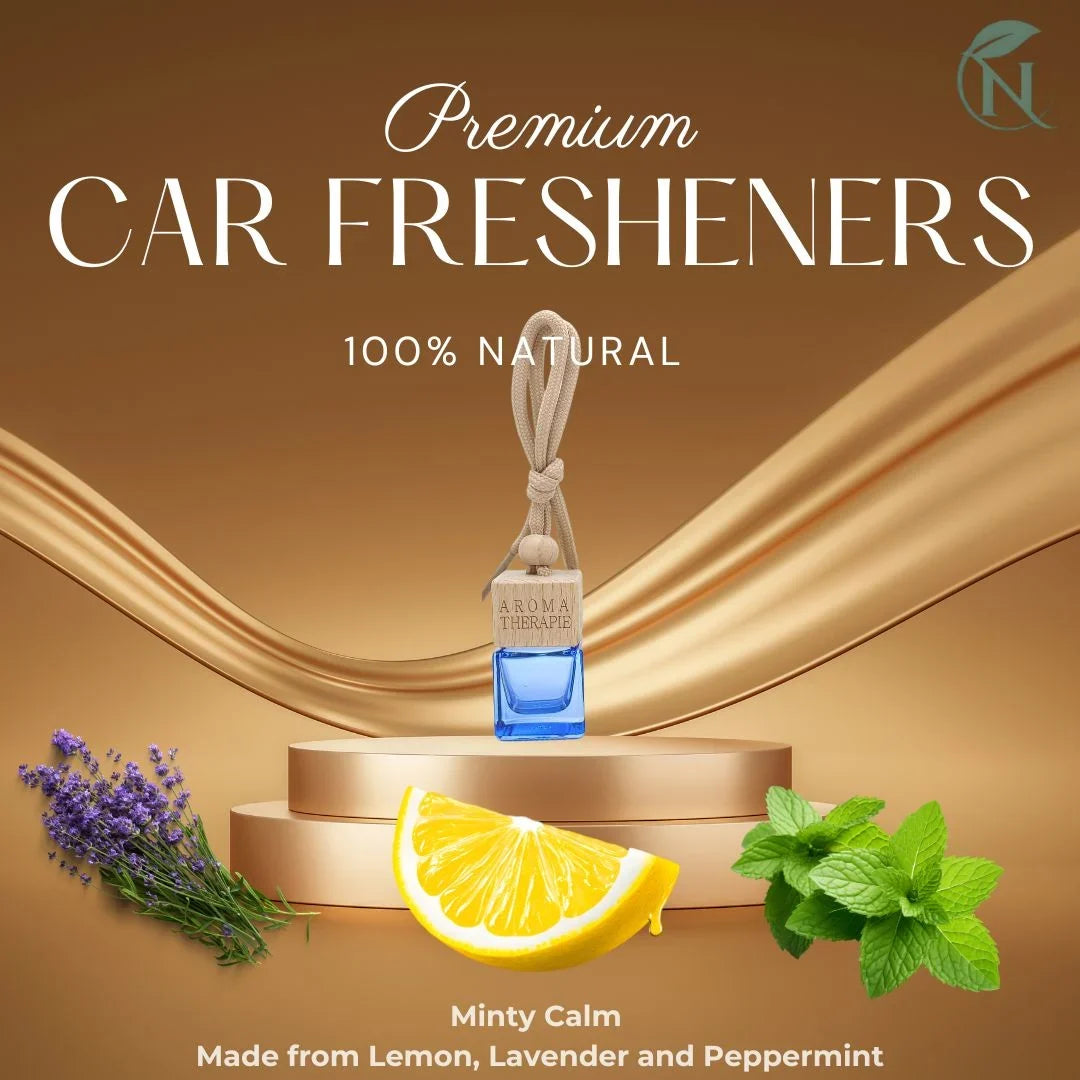 Naturalief Minty Calm Car Freshener | Specially for Nausea | Essential Oil | Cube Bottle | Wooden Diffuser