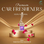 Naturalief Rose Car Freshener | Essential Oil | Wooden Hanging Diffuser | Cube Glass Bottle