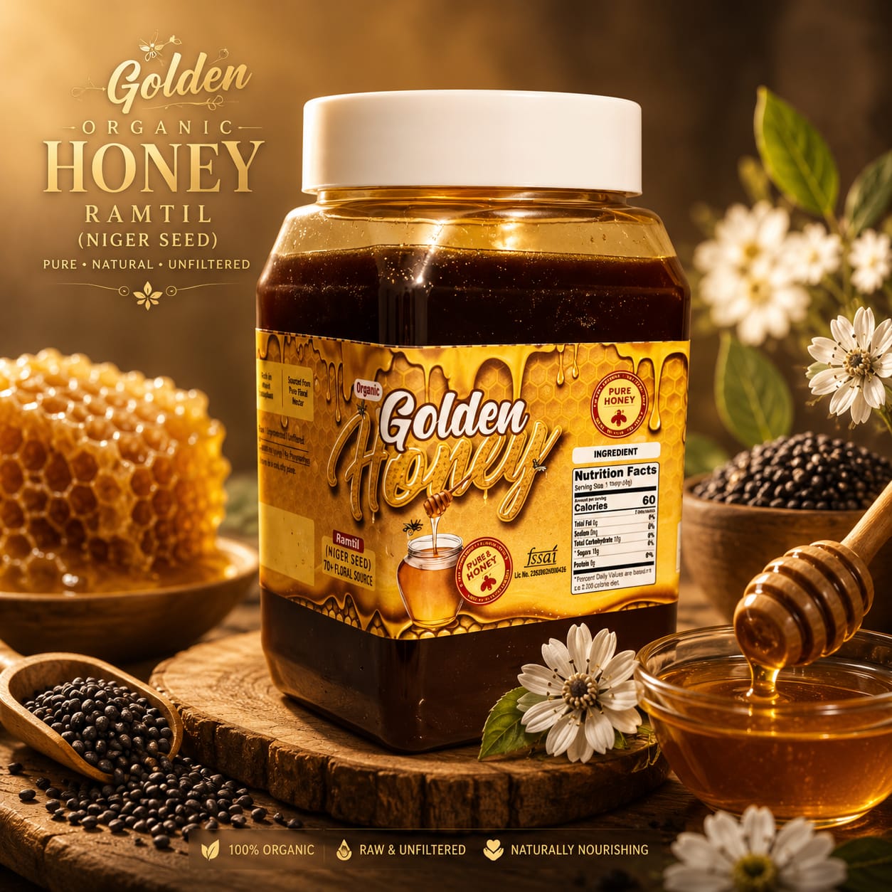 Golden Organic Honey - Ramtil (Niger Seed)