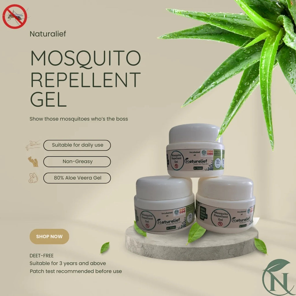Natural Mosquito Repellent Gel – DEET-Free | Aloe Vera & Essential Oils | Herbal & Skin-Friendly