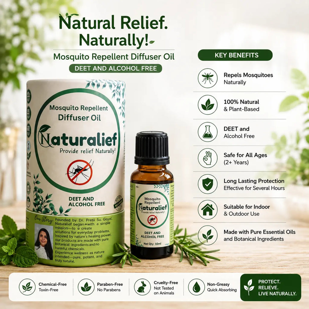 Naturalief  Herbal Chemical free Mosquito Repellent Diffuser Oil – DEET-Free, Aromatic Protection for Indoor Spaces