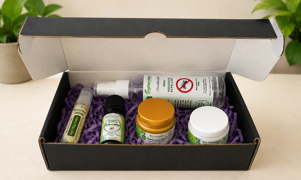 Naturalief 5-in-1 Mosquito Kit | Diffuser Oil, Roll-On, Spray, Gel & Bite Relief